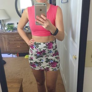 Floral rose high waist skirt